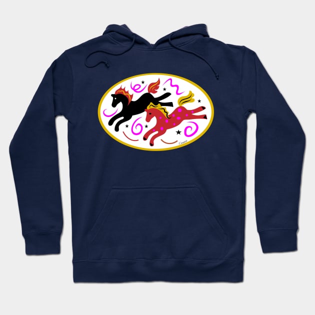 Happy Galloping Ponies Hoodie by Designs by Connie